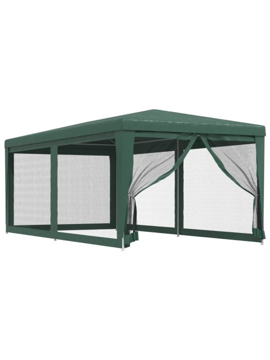 Proginė palapinė su 6 tinklinėmis sienomis, žalia, 3x6m, HDPE