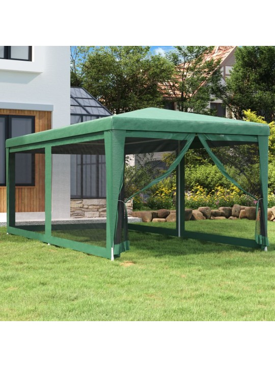 Proginė palapinė su 6 tinklinėmis sienomis, žalia, 3x6m, HDPE