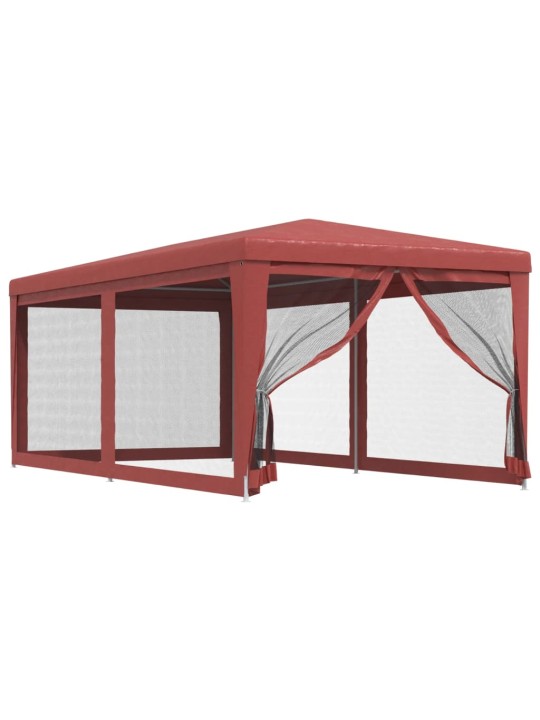 Proginė palapinė su 6 tinklinėmis sienomis, raudona, 3x6m, HDPE
