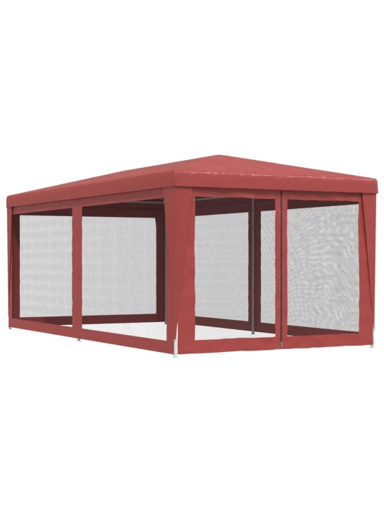 Proginė palapinė su 6 tinklinėmis sienomis, raudona, 3x6m, HDPE