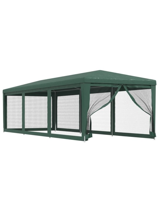 Proginė palapinė su 8 tinklinėmis sienomis, žalia, 3x9m, HDPE