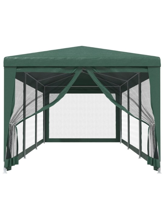 Proginė palapinė su 8 tinklinėmis sienomis, žalia, 3x9m, HDPE