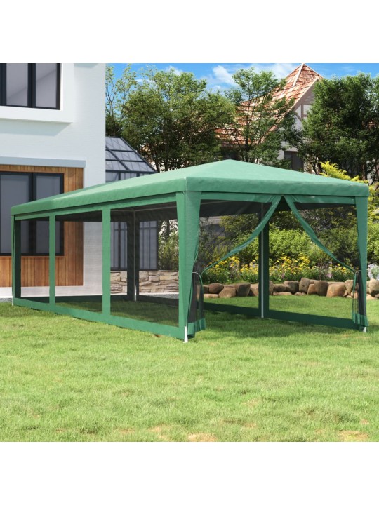 Proginė palapinė su 8 tinklinėmis sienomis, žalia, 3x9m, HDPE