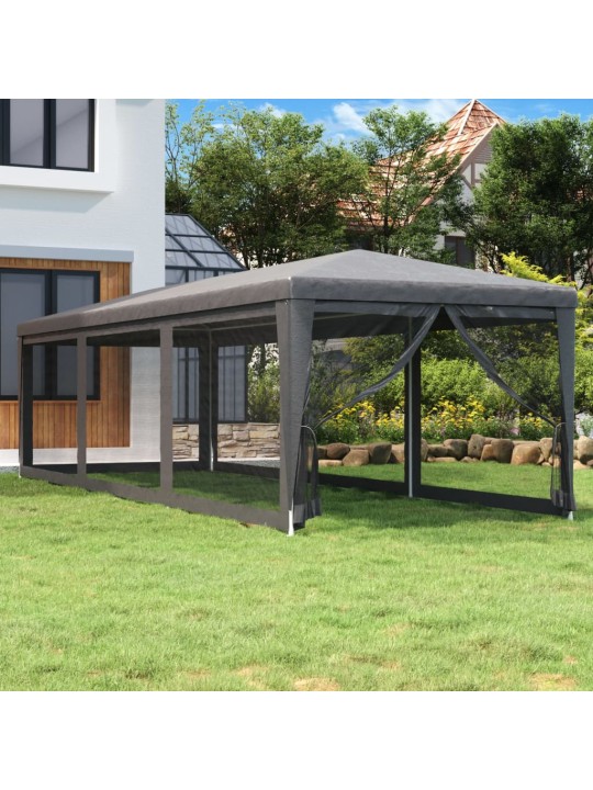 Proginė palapinė su 8 sienomis, antracito, 3x9m, HDPE