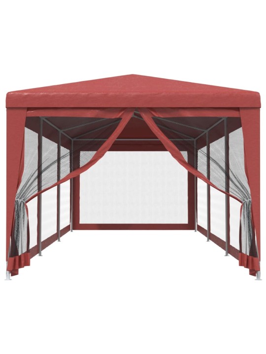 Proginė palapinė su 8 tinklinėmis sienomis, raudona, 3x9m, HDPE