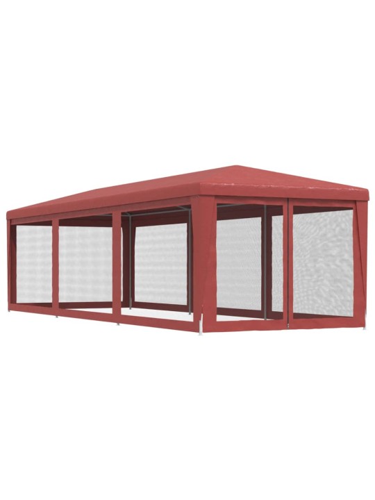 Proginė palapinė su 8 tinklinėmis sienomis, raudona, 3x9m, HDPE