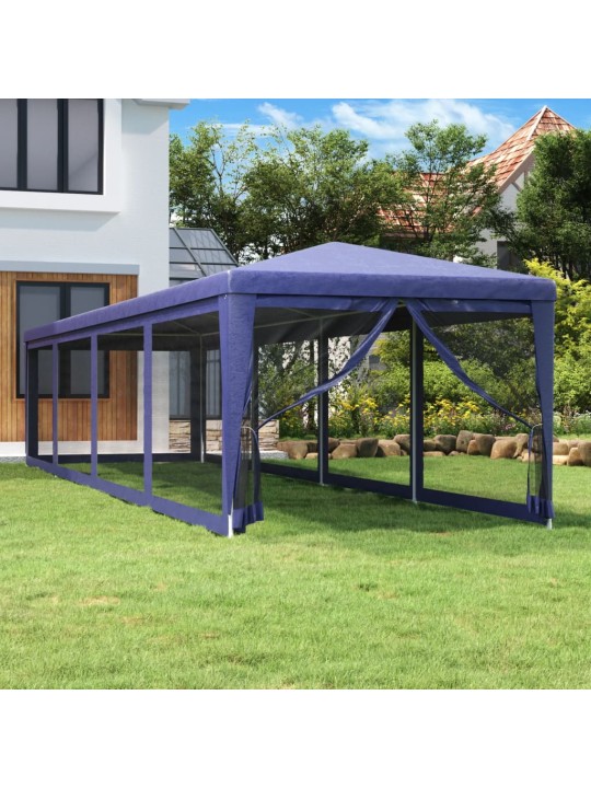 Proginė palapinė su 10 tinklinių sienų, mėlyna, 3x12m, HDPE