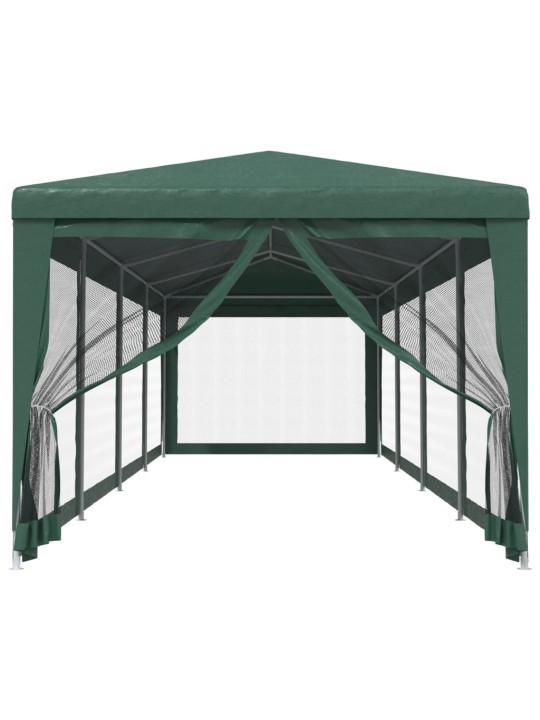 Proginė palapinė su 10 tinklinių sienų, žalia, 3x12m, HDPE