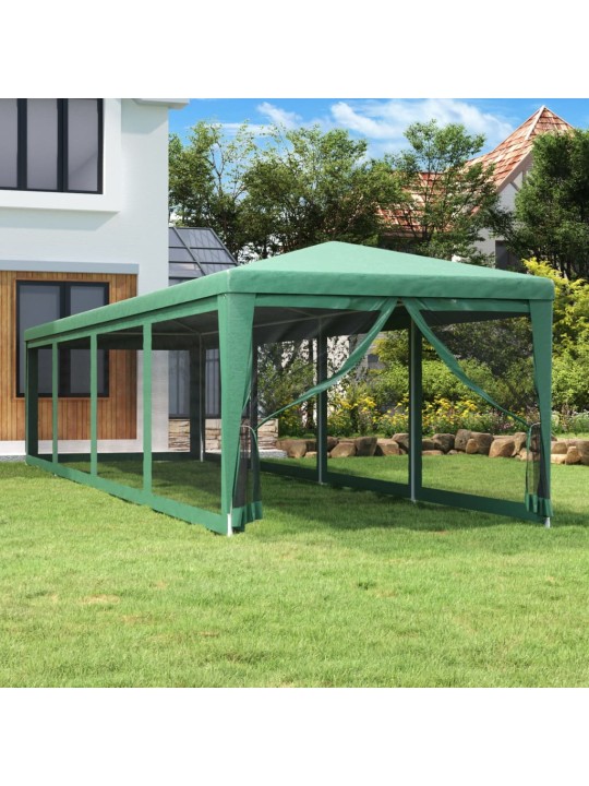 Proginė palapinė su 10 tinklinių sienų, žalia, 3x12m, HDPE