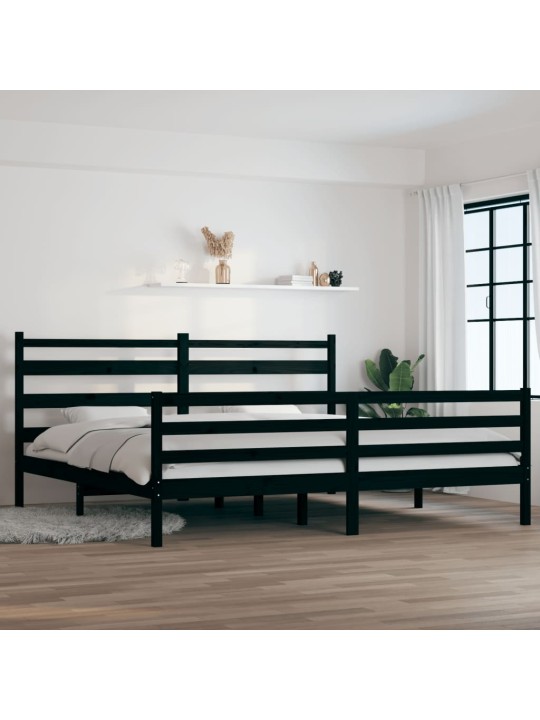 Lovos rėmas, juodos spalvos, 200x200cm, pušies medienos masyvas