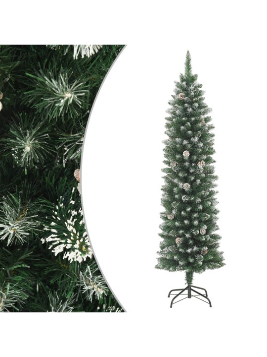 Dirbtinė siaura Kalėdų eglutė su stovu, 120cm, PVC