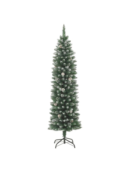 Dirbtinė siaura Kalėdų eglutė su stovu, 120cm, PVC