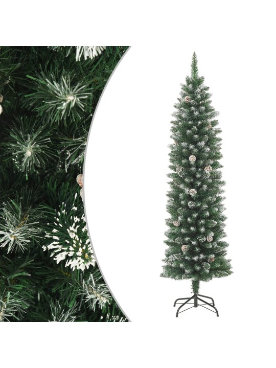 Dirbtinė siaura Kalėdų eglutė su stovu, 150cm, PVC