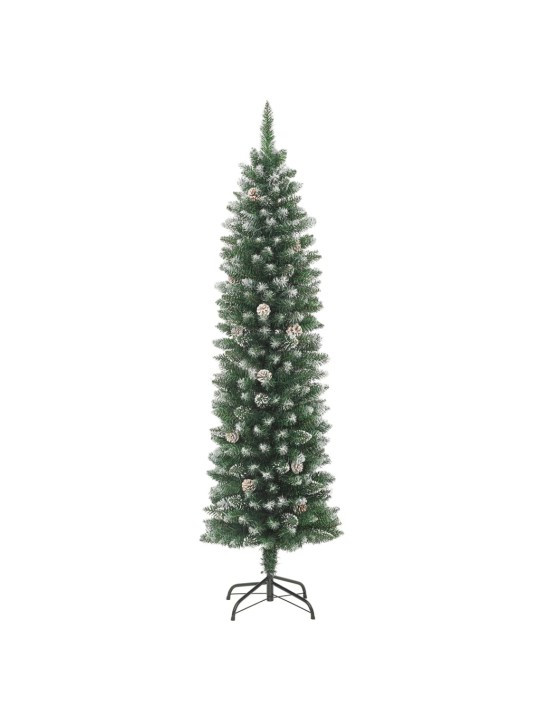 Dirbtinė siaura Kalėdų eglutė su stovu, 150cm, PVC