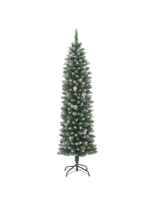 Dirbtinė siaura Kalėdų eglutė su stovu, 210cm, PVC