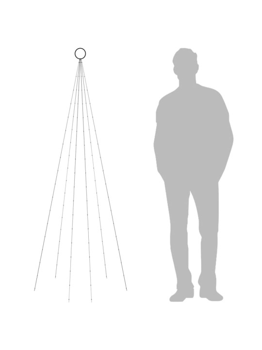 Kalėdų eglutė ant vėliavos stiebo, 180cm, 108 mėlynos LED