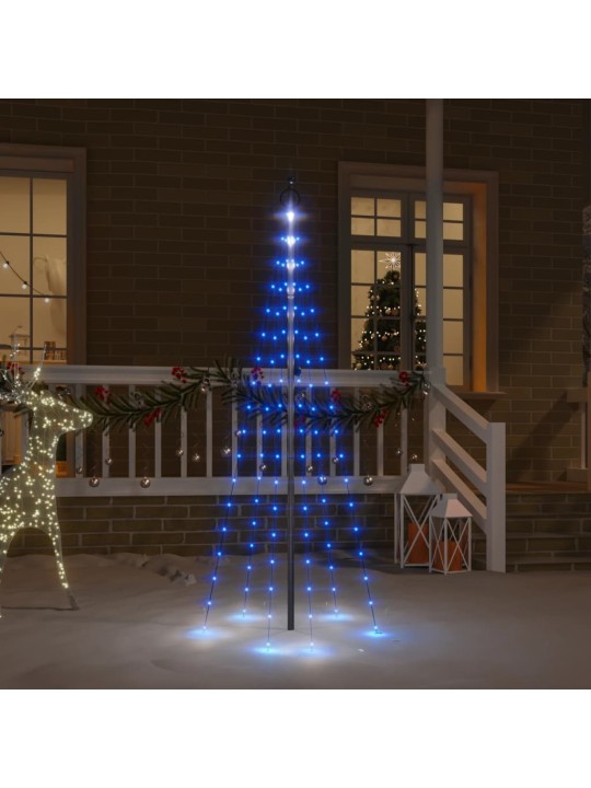 Kalėdų eglutė ant vėliavos stiebo, 180cm, 108 mėlynos LED