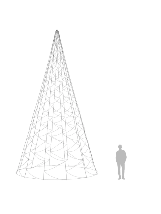 Kalėdų eglutė ant vėliavos stiebo, 800cm, 3000 mėlynų LED
