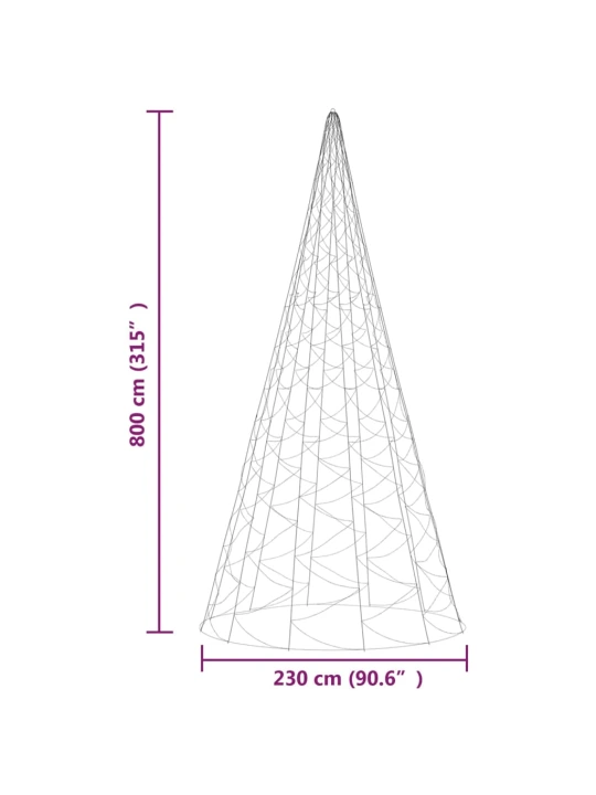 Kalėdų eglutė ant vėliavos stiebo, 800cm, 3000 mėlynų LED