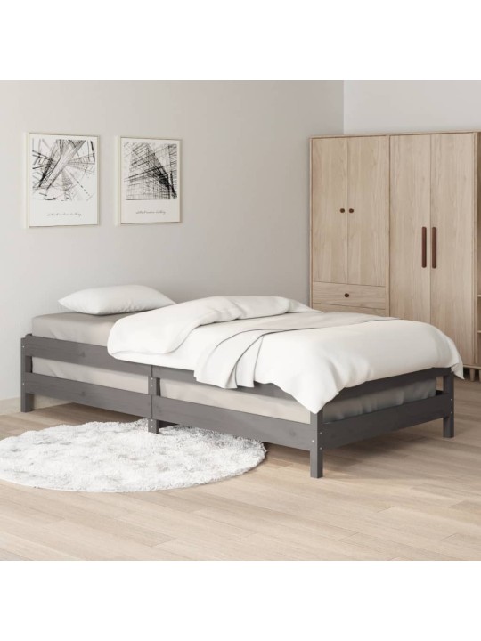Sudedama lova, pilka, 75x190cm, pušies medienos masyvas