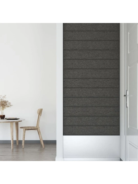Sienų plokštės, 12vnt., pilkos, 90x15cm, audinys, 1,62m²
