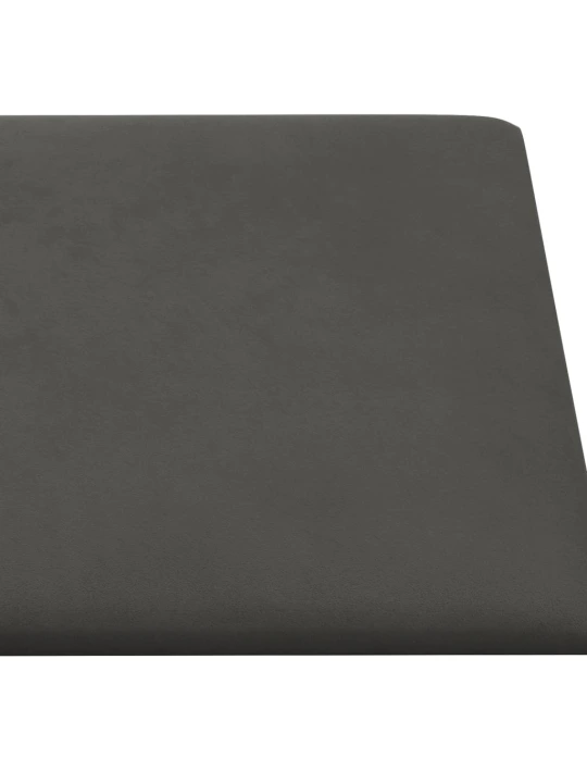 Sienų plokštės, 12vnt., pilkos, 90x15cm, aksomas, 1,62m²