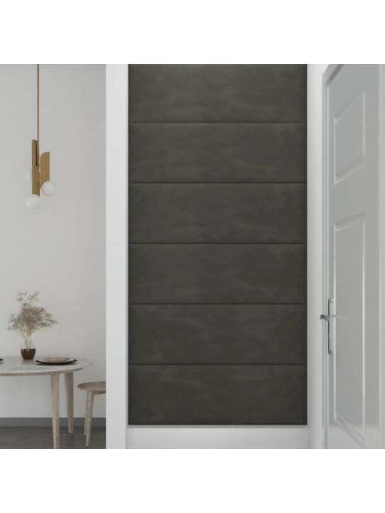 Sienų plokštės, 12vnt., pilkos, 90x30cm, aksomas, 3,24m²