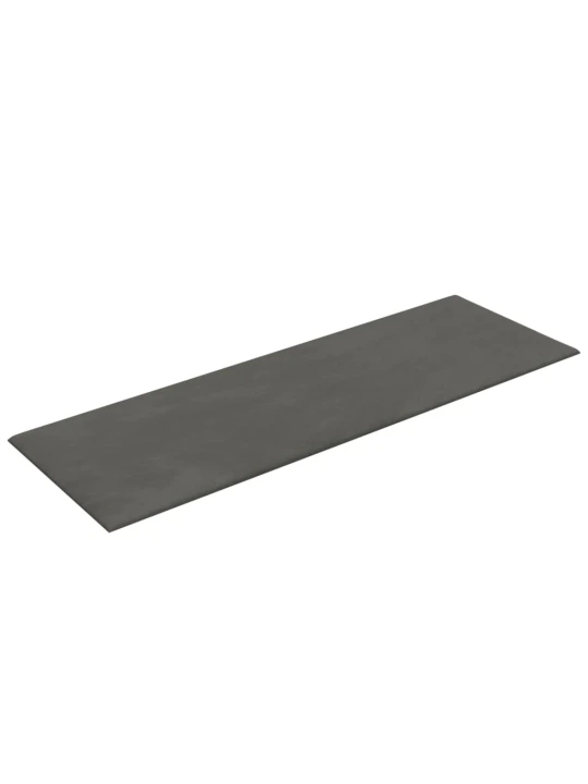Sienų plokštės, 12vnt., pilkos, 90x30cm, aksomas, 3,24m²
