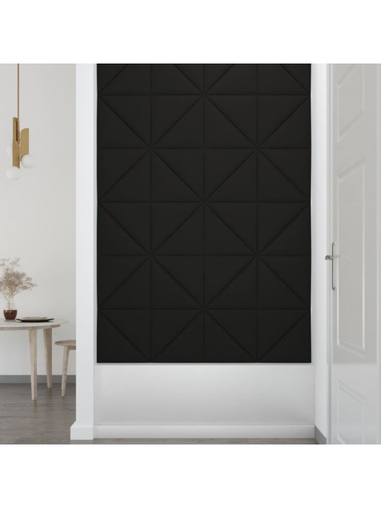 Sienų plokštės, 12vnt., juodos, 30x30cm, audinys, 0,54m²