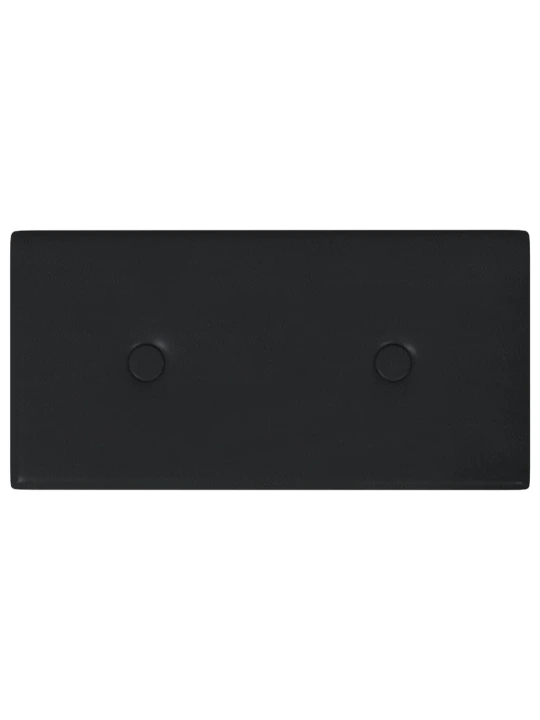 Sienų plokštės, 12vnt., juodos, 30x15cm, dirbtinė oda, 0,54m²