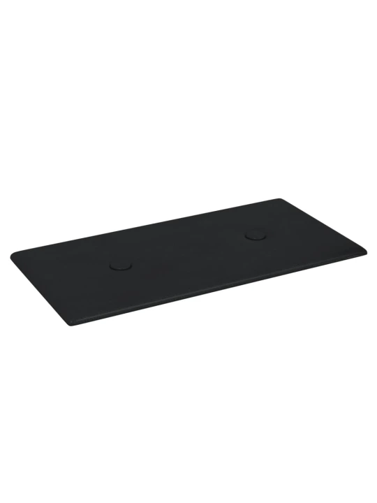 Sienų plokštės, 12vnt., juodos, 30x15cm, dirbtinė oda, 0,54m²