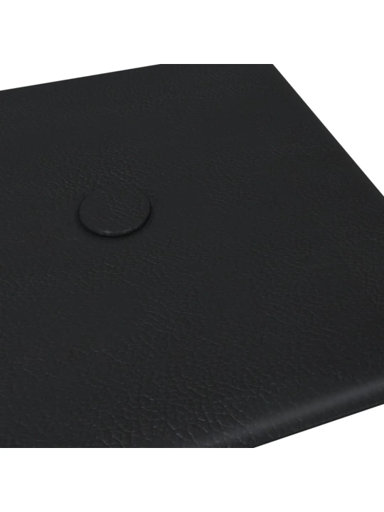 Sienų plokštės, 12vnt., juodos, 30x15cm, dirbtinė oda, 0,54m²