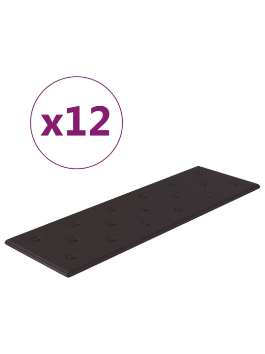 Sienų plokštės, 12vnt., juodos, 90x30cm, dirbtinė oda, 3,24m²
