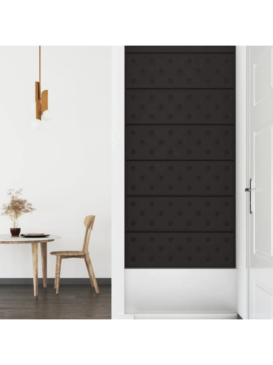 Sienų plokštės, 12vnt., juodos, 90x30cm, dirbtinė oda, 3,24m²