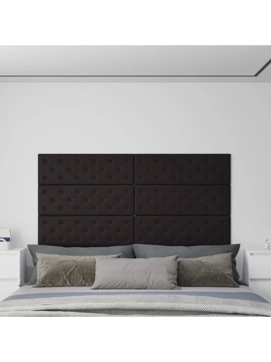 Sienų plokštės, 12vnt., juodos, 90x30cm, dirbtinė oda, 3,24m²