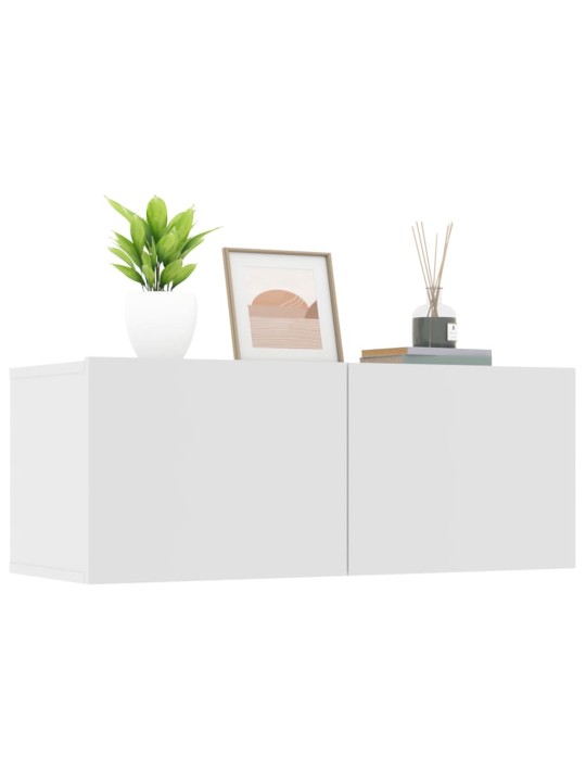 Televizoriaus spintelės, 2vnt., baltos, 80x30x30cm, mediena