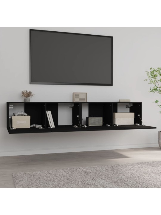 Televizoriaus spintelės, 2vnt., juodos, 80x30x30cm, mediena