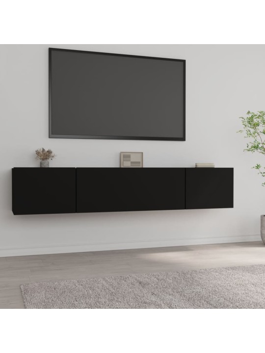 Televizoriaus spintelės, 2vnt., juodos, 80x30x30cm, mediena