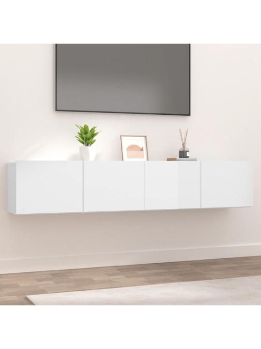 Televizoriaus spintelės, 2vnt., baltos, 80x30x30cm, mediena