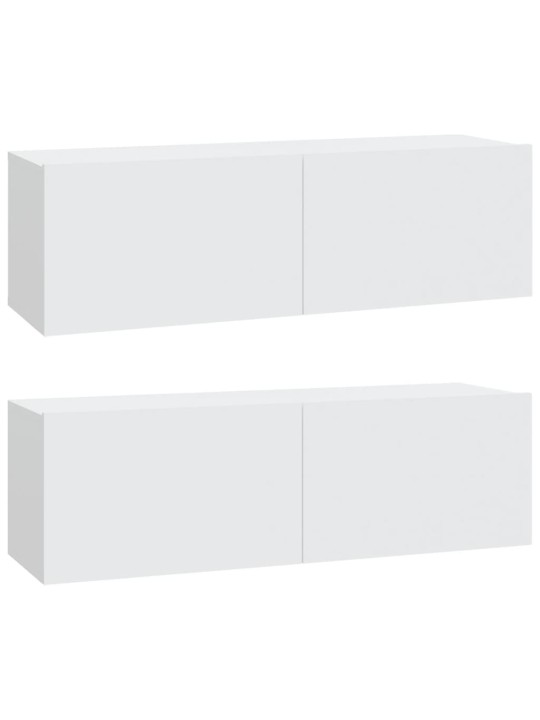 Televizoriaus spintelės, 2vnt., baltos, 100x30x30cm, mediena