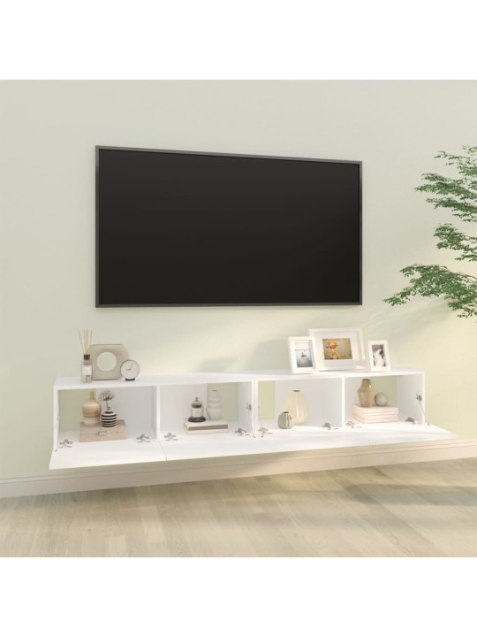 Televizoriaus spintelės, 2vnt., baltos, 100x30x30cm, mediena