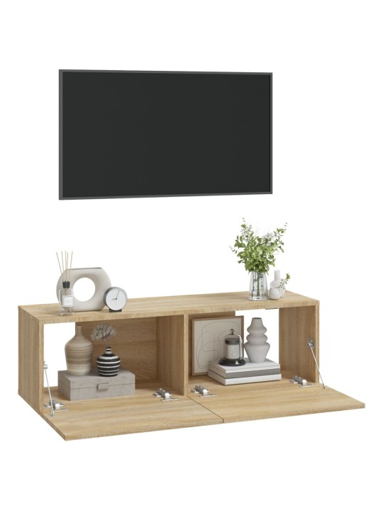 Televizoriaus spintelės, 2vnt., ąžuolo, 100x30x30cm, mediena
