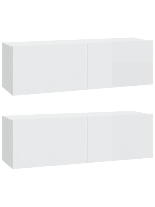 Televizoriaus spintelės, 2vnt., baltos, 100x30x30cm, mediena
