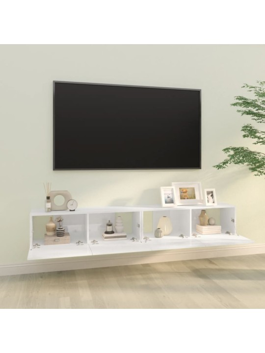 Televizoriaus spintelės, 2vnt., baltos, 100x30x30cm, mediena