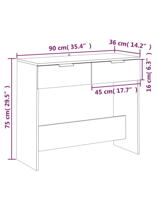 Konsolinis staliukas, betono pilkas, 90x36x75cm, mediena