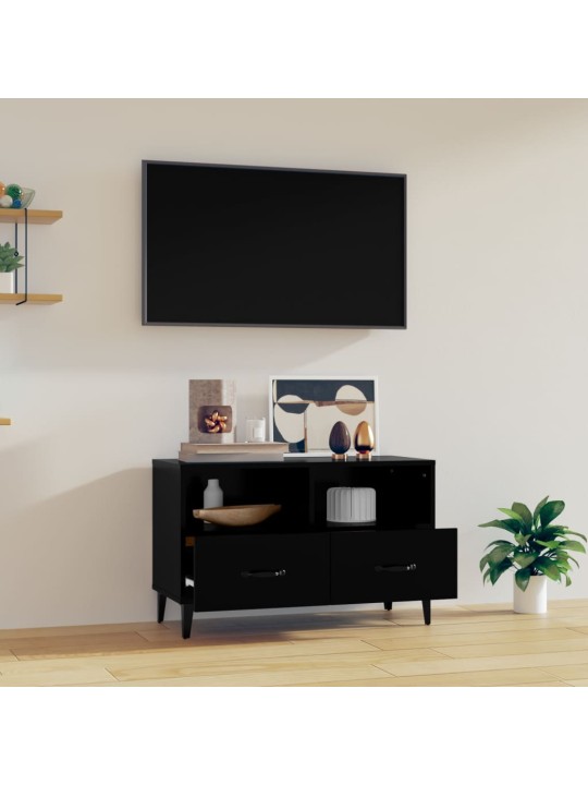 Televizoriaus spintelė, juodos spalvos, 80x36x50cm, mediena