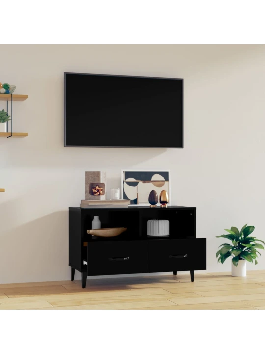 Televizoriaus spintelė, juodos spalvos, 80x36x50cm, mediena