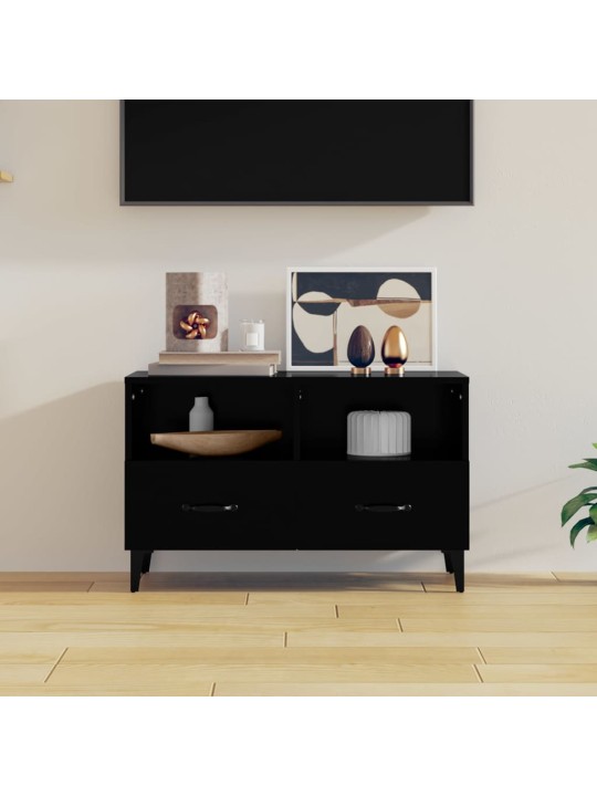 Televizoriaus spintelė, juodos spalvos, 80x36x50cm, mediena