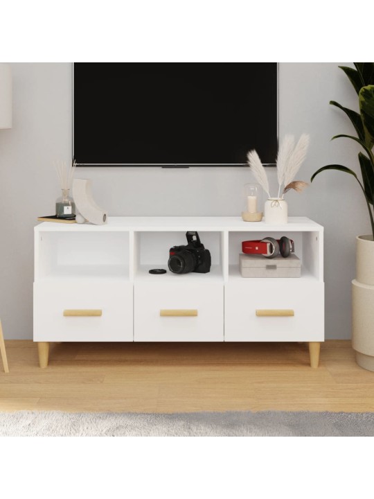 Televizoriaus spintelė, balta, 102x36x50cm, apdirbta mediena