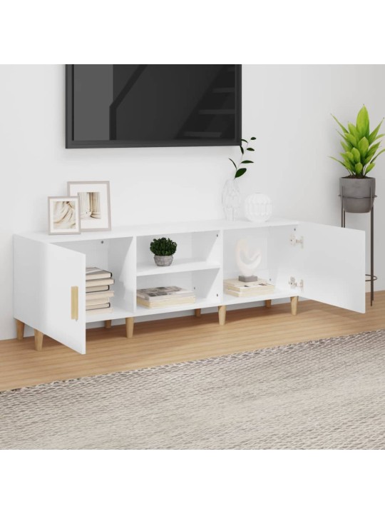 Televizoriaus spintelė, balta, 150x30x50cm, apdirbta mediena